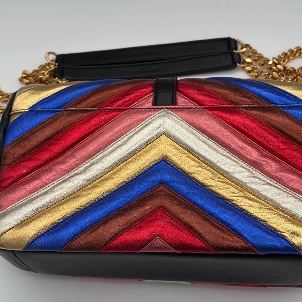 FLASH SALE! Auth. Yves Saint Laurent Multicolor Chevron Shoulder Bag - Picture 6 of 7